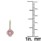 2.20 Carat (Ctw) 10K Yellow Gold Round Cut Pink Sapphire & White Diamond Ladies Halo Style Hoop Earrings