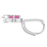 2.20 Carat (Ctw) 14K White Gold Round Cut Pink Sapphire & White Diamond Ladies Halo Style Hoop Earrings