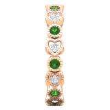 0.55 Carat (Ctw) 10K Rose Gold Round Cut Emerald And White Diamond Ladies Vintage Style Anniversary Wedding Eternity Band Stackable Ring 1/2 CT