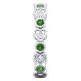 0.55 Carat (Ctw) 10K White Gold Round Cut Emerald And White Diamond Ladies Vintage Style Anniversary Wedding Eternity Band Stackable Ring 1/2 CT
