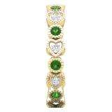 0.55 Carat (Ctw) 10K Yellow Gold Round Cut Emerald And White Diamond Ladies Vintage Style Anniversary Wedding Eternity Band Stackable Ring 1/2 CT