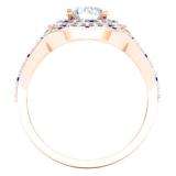 0.80 Carat (Ctw) 10K Rose Gold Round Cut Blue Sapphire & White Diamond Ladies Bridal Split Shank Semi Mount Engagement Ring With Matching Band Set 3/4 CT (No Center Stone)