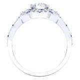 0.80 Carat (Ctw) 10K White Gold Round Cut Blue Sapphire & White Diamond Ladies Bridal Split Shank Semi Mount Engagement Ring With Matching Band Set 3/4 CT (No Center Stone)