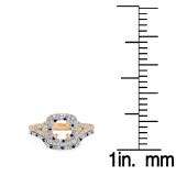 0.80 Carat (Ctw) 14K Rose Gold Round Cut Blue Sapphire & White Diamond Ladies Bridal Split Shank Semi Mount Engagement Ring With Matching Band Set 3/4 CT (No Center Stone)