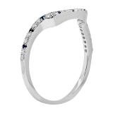 1.1mm Round Blue Sapphire & White Diamond Half Eternity Style Counter Wedding Band for Women (0.13 ctw, Color I-J, Clarity I1-I2) in 14K White Gold