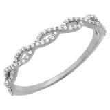 0.18 Carat (ctw) 10K White Gold Round Diamond Ladies Swirl Anniversary Wedding Band Stackable Ring 1/5 CT