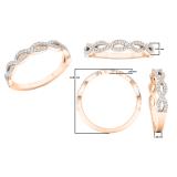 0.18 Carat (ctw) 18K Rose Gold Round Diamond Ladies Swirl Anniversary Wedding Band Stackable Ring 1/5 CT