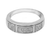 Sterling Silver Round Cut Diamond Men Ring