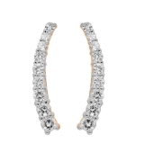 0.25 Carat (Ctw) 10K Rose Gold Round Cut White Diamond Ladies Crawler Climber Earrings 1/4 CT
