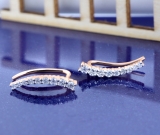 0.25 Carat (Ctw) 10K Rose Gold Round Cut White Diamond Ladies Crawler Climber Earrings 1/4 CT