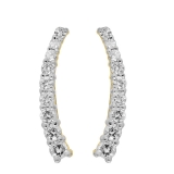 0.25 Carat (Ctw) 10K Yellow Gold Round Cut White Diamond Ladies Crawler Climber Earrings 1/4 CT