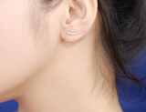 0.25 Carat (Ctw) 14K White Gold Round Cut White Diamond Ladies Crawler Climber Earrings 1/4 CT
