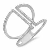 0.50 Carat (ctw) 10K White Gold Round White Diamond Ladies Geometric Ring 1/2 CT