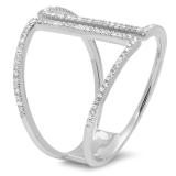 0.50 Carat (ctw) 10K White Gold Round White Diamond Ladies Geometric Ring 1/2 CT