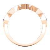 0.20 Carat (Ctw) 18K Rose Gold Round Blue Sapphire & White Diamond Ladies Vintage Style Milgrain Stackable Wedding Band 1/5 CT
