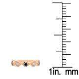 0.20 Carat (Ctw) 18K Rose Gold Round Blue Sapphire & White Diamond Ladies Vintage Style Milgrain Stackable Wedding Band 1/5 CT