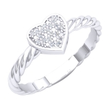 0.06 Carat (Ctw) Sterling Silver Round White Diamond Ladies Bridal Heart Shaped Rope Style Promise Ring