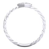 0.06 Carat (Ctw) Sterling Silver Round White Diamond Ladies Bridal Heart Shaped Rope Style Promise Ring