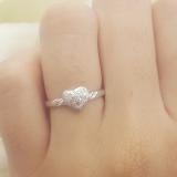 0.06 Carat (Ctw) Sterling Silver Round White Diamond Ladies Bridal Heart Shaped Rope Style Promise Ring