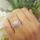 0.55 Carat (Ctw) 10K Yellow Gold Round Cut White Diamond Ladies Bridal Swirl Halo Style Split Shank Engagement Ring With Matching Band Set 1/2 CT