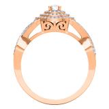 0.55 Carat (Ctw) 14K Rose Gold Round Cut White Diamond Ladies Bridal Swirl Halo Style Split Shank Engagement Ring With Matching Band Set 1/2 CT