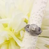 0.55 Carat (Ctw) 18K White Gold Round Cut White Diamond Ladies Bridal Swirl Halo Style Split Shank Engagement Ring With Matching Band Set 1/2 CT