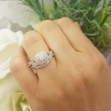 0.55 Carat (Ctw) 18K Yellow Gold Round Cut White Diamond Ladies Bridal Swirl Halo Style Split Shank Engagement Ring With Matching Band Set 1/2 CT