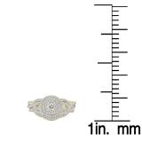 0.55 Carat (Ctw) 18K Yellow Gold Round Cut White Diamond Ladies Bridal Swirl Halo Style Split Shank Engagement Ring With Matching Band Set 1/2 CT