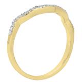 0.15 Carat (cttw) Round White Diamond Ladies Wedding Guard Stackable Band 10K Yellow Gold
