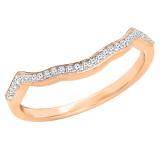 Round Cubic Zirconia Ladies Wedding Guard Stackable Band 18K Rose Gold