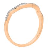 Round Cubic Zirconia Ladies Wedding Guard Stackable Band 18K Rose Gold