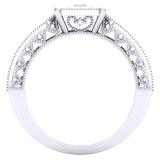 0.10 Carat (Ctw) Sterling Silver Round Cut White Diamond Ladies Bridal Milgrain Engagement Ring 1/10 CT
