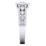 0.10 Carat (Ctw) Sterling Silver Round Cut White Diamond Ladies Bridal Milgrain Engagement Ring 1/10 CT