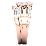 0.40 Carat (Ctw) 14K Rose Gold Round Champagne & White Diamond Ladies Micro Pave Swirl Split Shank Engagement Ring Set