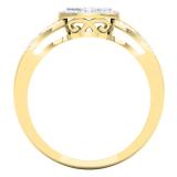 0.40 Carat (Ctw) 14K Yellow Gold Round Champagne & White Diamond Ladies Micro Pave Swirl Split Shank Engagement Ring Set