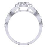 0.78 Carat (Ctw) 10K White Gold Round Diamond Ladies Swirl Split Shank Cluster Engagement Ring With Matching Band Set 3/4 CT