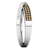 0.20 Carat (Ctw) 10K White Gold Round Champagne & White Diamond Ladies Infinity Crossover Wedding Anniversary Band Ring 1/5 CT