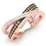 0.20 Carat (Ctw) 14K Rose Gold Round Champagne & White Diamond Ladies Infinity Crossover Wedding Anniversary Band Ring 1/5 CT