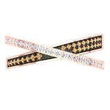 0.20 Carat (Ctw) 14K Rose Gold Round Champagne & White Diamond Ladies Infinity Crossover Wedding Anniversary Band Ring 1/5 CT