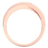 0.20 Carat (Ctw) 14K Rose Gold Round Champagne & White Diamond Ladies Infinity Crossover Wedding Anniversary Band Ring 1/5 CT