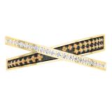 0.20 Carat (Ctw) 18K Yellow Gold Round Champagne & White Diamond Ladies Infinity Crossover Wedding Anniversary Band Ring 1/5 CT