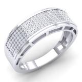 0.40 Carat (Ctw) 14k White Gold Round White Diamond Men's Hip Hop Anniversary Wedding Band