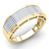 0.40 Carat (Ctw) 14k Yellow Gold Round White Diamond Men's Hip Hop Anniversary Wedding Band