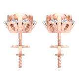 1.90 Carat (Ctw) 18K Rose Gold Round Cut Morganite & White Diamond Ladies Flower Shaped Stud Earrings