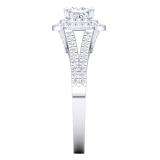 1.00 Carat (Ctw) 14K White Gold Princess & Round Cut White Diamond Ladies Split Shank Halo Bridal Engagement Ring 1 CT
