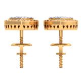 0.50 Carat (Ctw) 10K Yellow Gold Round White Diamond Ladies Heart Shaped Stud Earrings 1/2 CT
