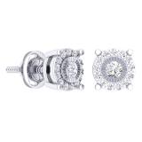 0.25 Carat (Ctw) 10K White Gold Round Cut Diamond Ladies Circle Stud Earrings 1/4 CT