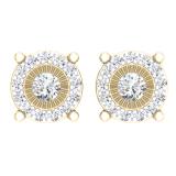 0.25 Carat (Ctw) 10K Yellow Gold Round Cut Diamond Ladies Circle Stud Earrings 1/4 CT