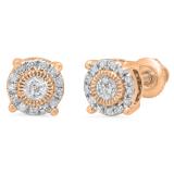 0.25 Carat (Ctw) 14K Rose Gold Round Cut Diamond Ladies Circle Stud Earrings 1/4 CT