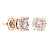 0.25 Carat (Ctw) 14K Rose Gold Round Cut Diamond Ladies Circle Stud Earrings 1/4 CT